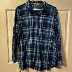 Woman Within Size 18/20 Blue Flannel